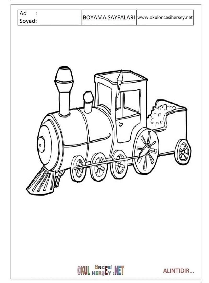 Çocuklar İçin Tren Boyama Sayfaları 