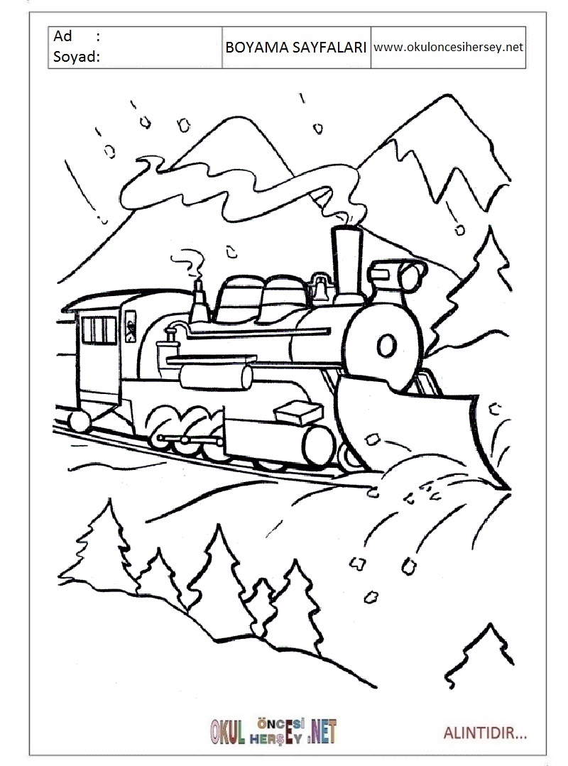 Çocuklar İçin Tren Boyama Sayfaları 