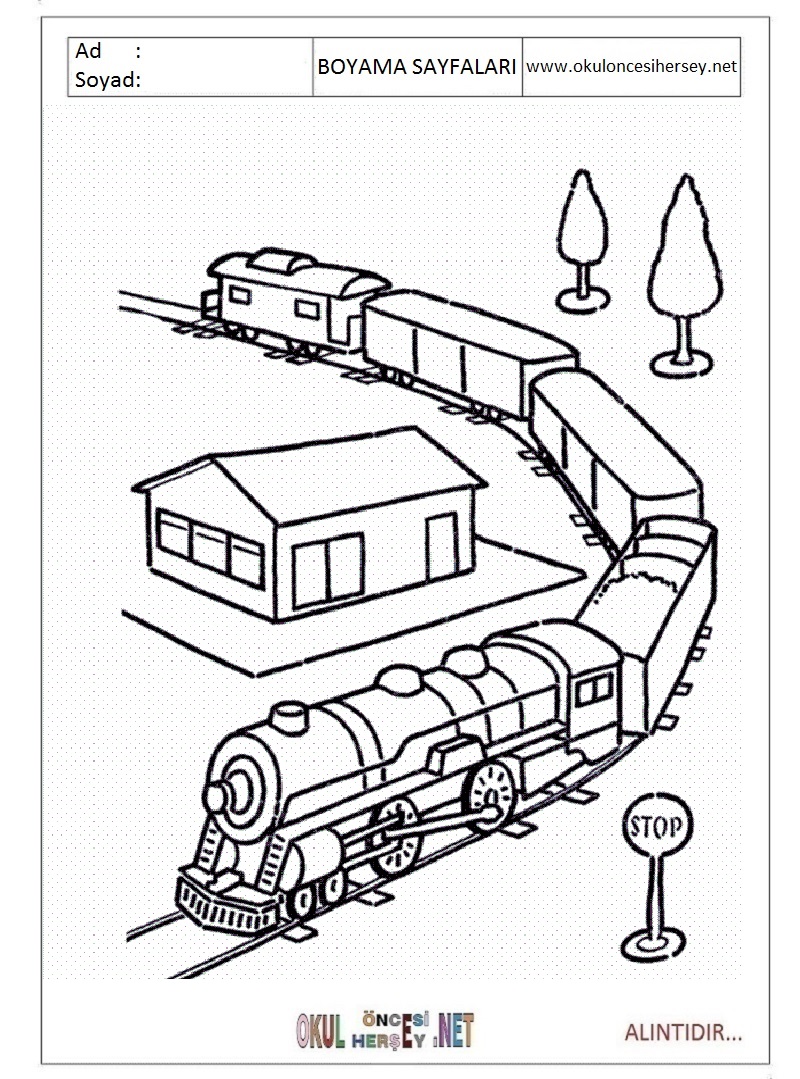 Çocuklar İçin Tren Boyama Sayfaları 