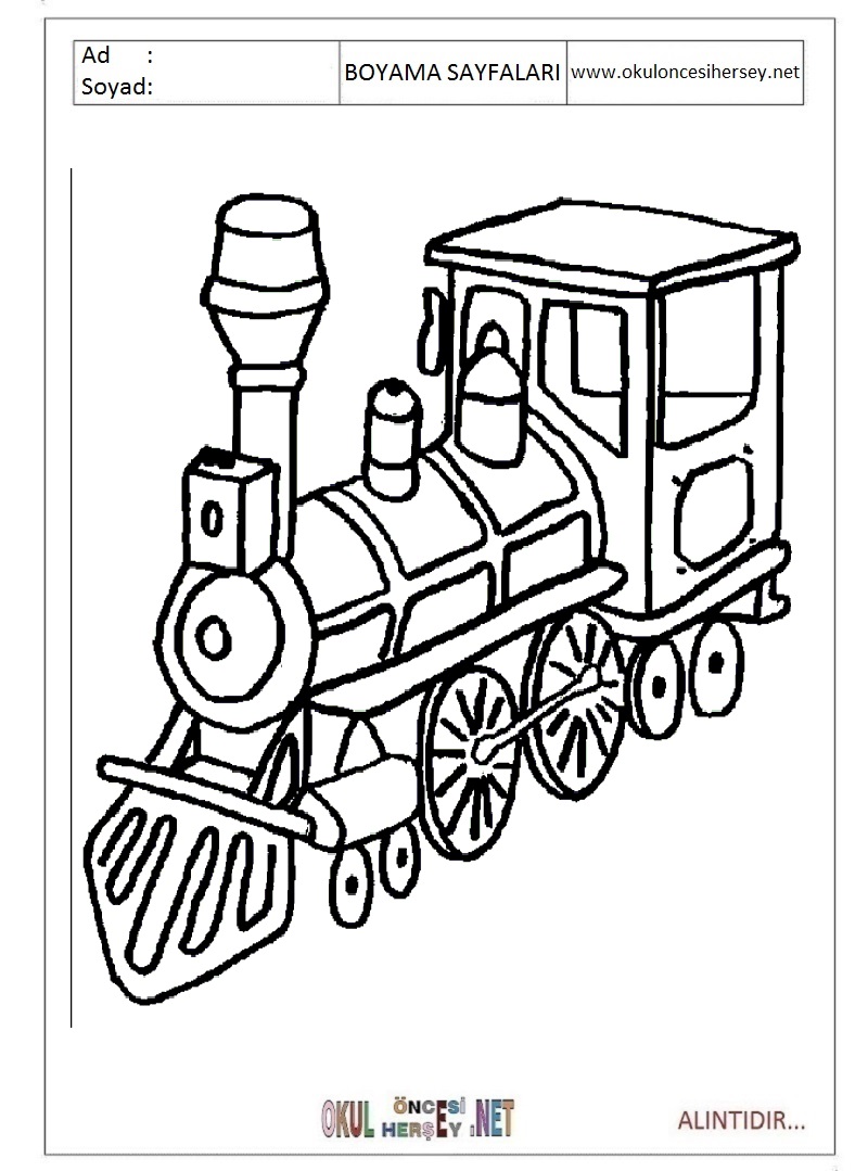 Çocuklar İçin Tren Boyama Sayfaları 