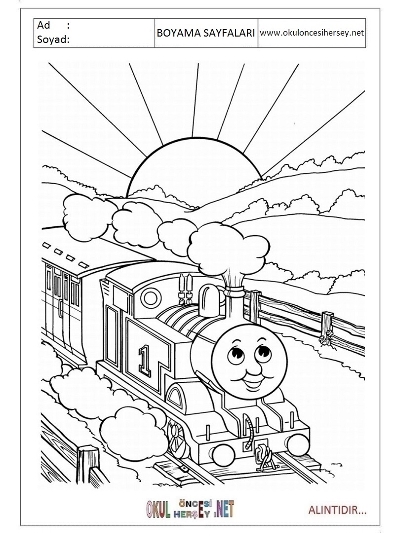 Çocuklar İçin Tren Boyama Sayfaları 