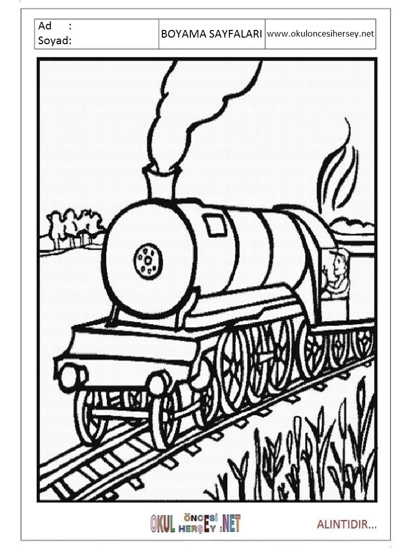 Çocuklar İçin Tren Boyama Sayfaları 