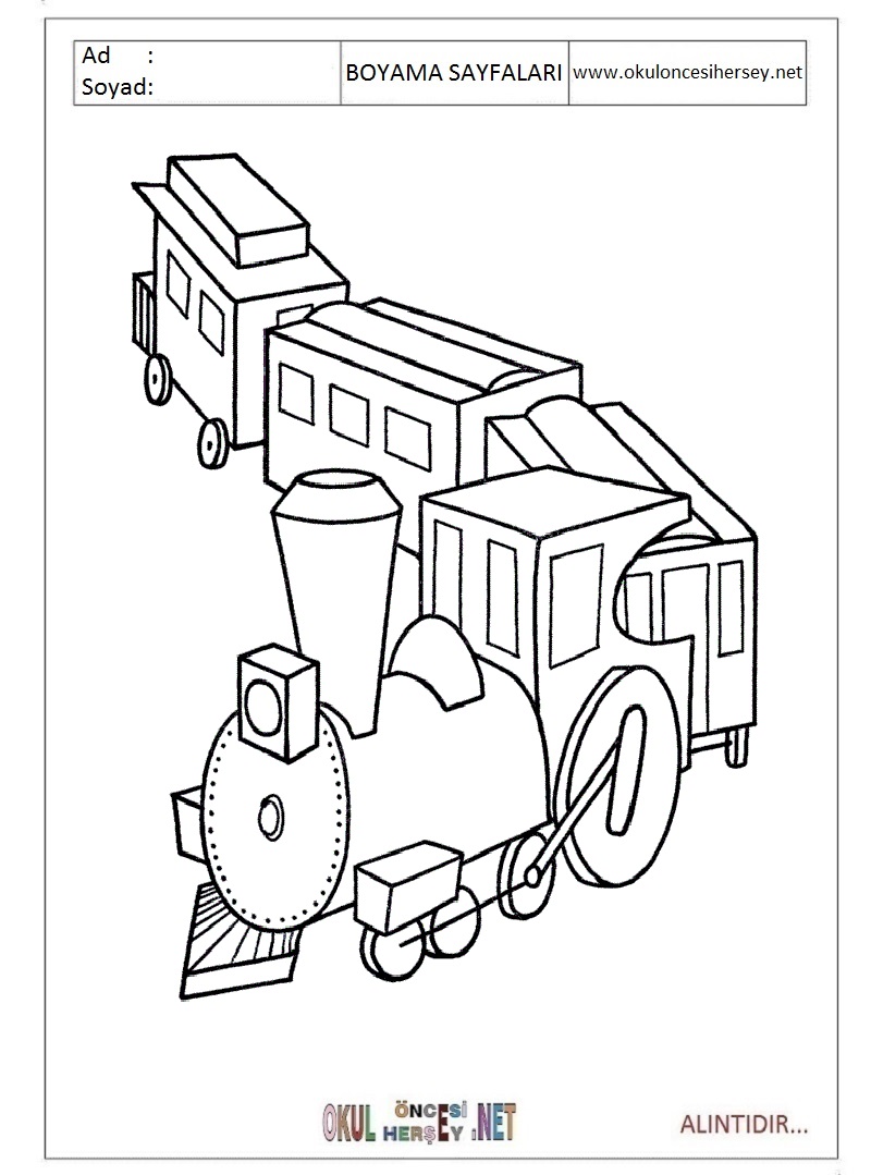 Çocuklar İçin Tren Boyama Sayfaları 