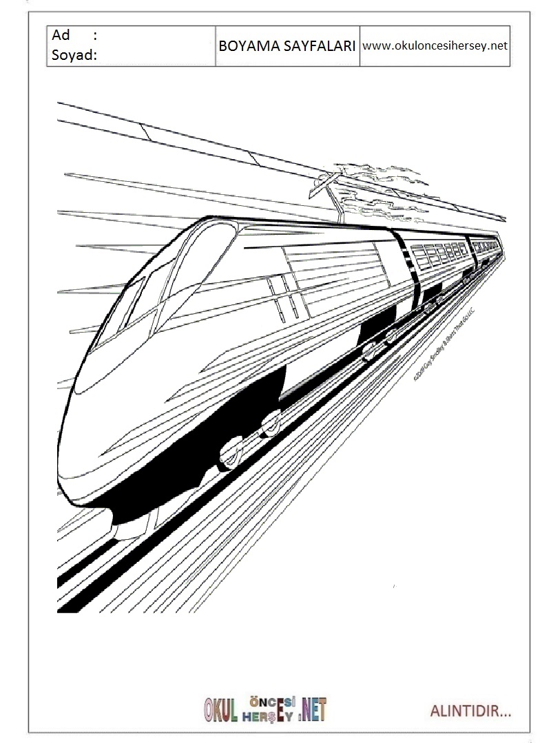 Çocuklar İçin Tren Boyama Sayfaları 