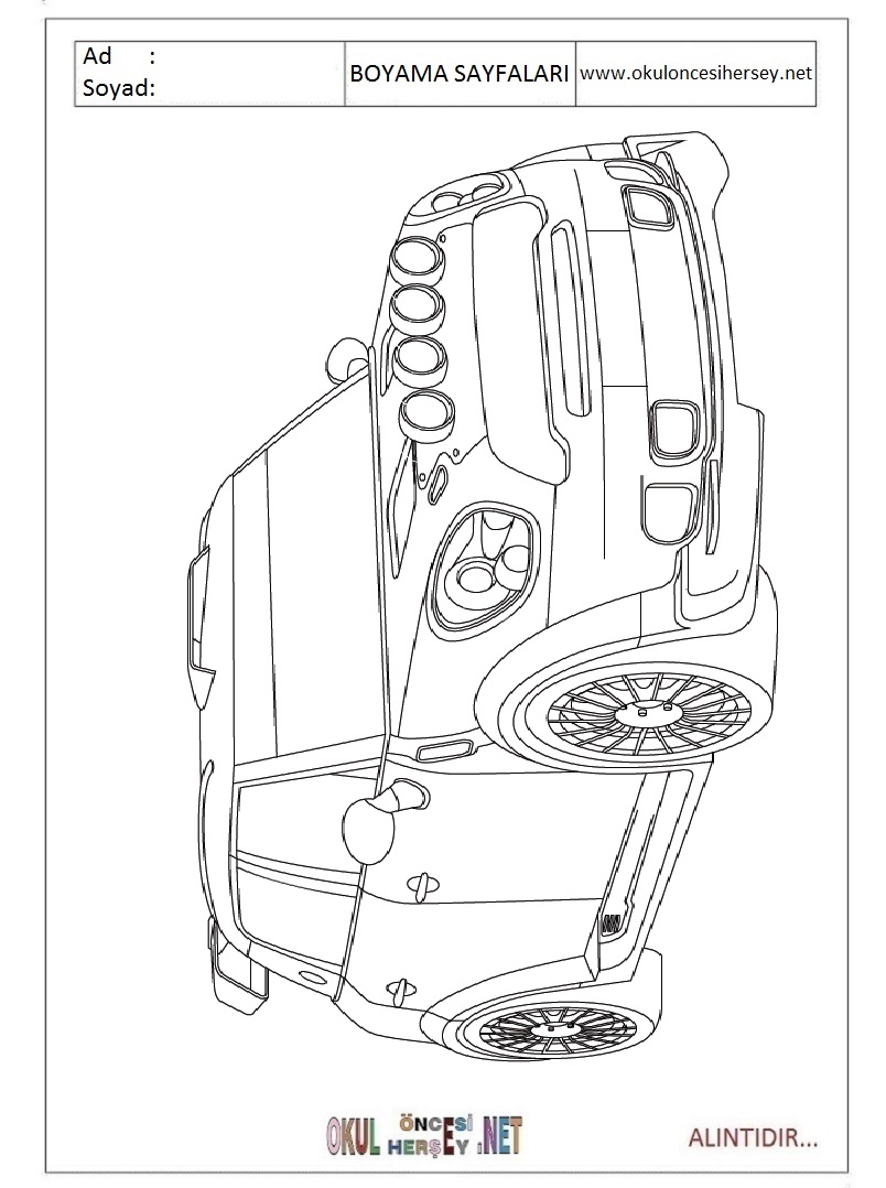 Çocuklar İçin Mini-Cooper Boyama Sayfaları 