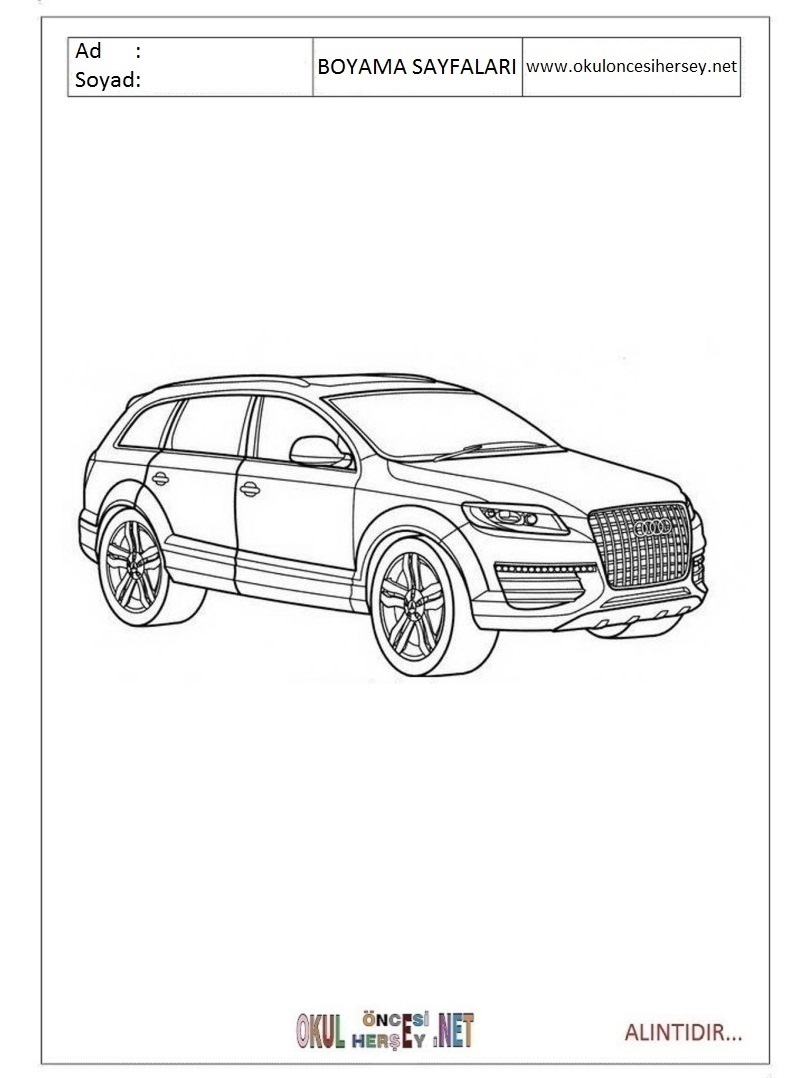 Çocuklar İçin Audi Boyama Sayfaları 