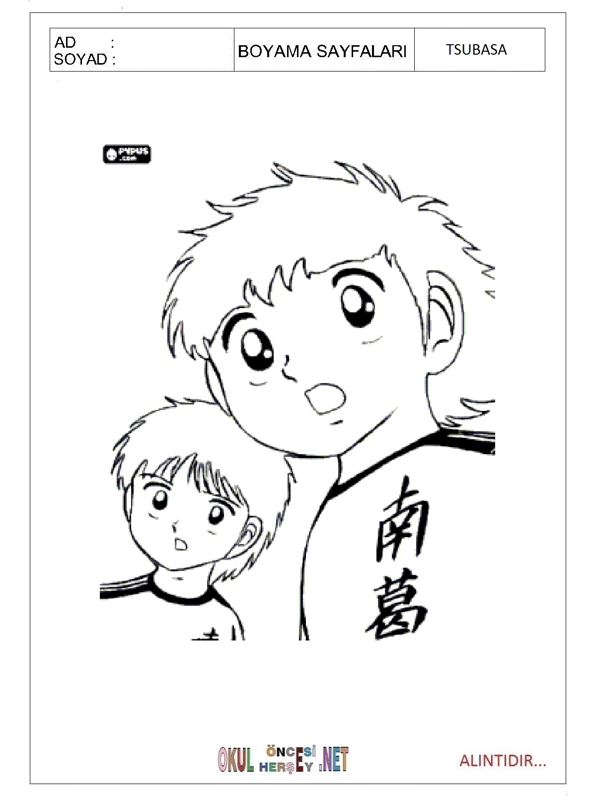 tsubasa resmi boyama sayfası