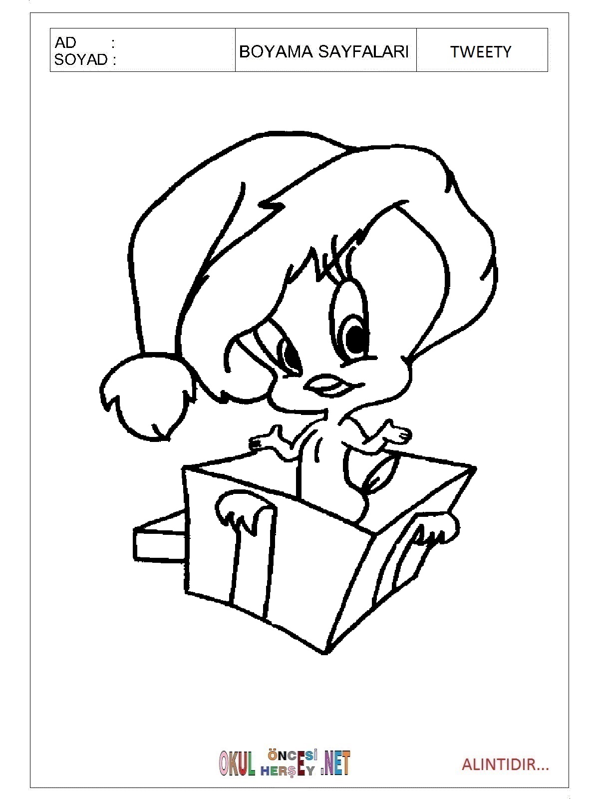 Tweety boyama sayfası
