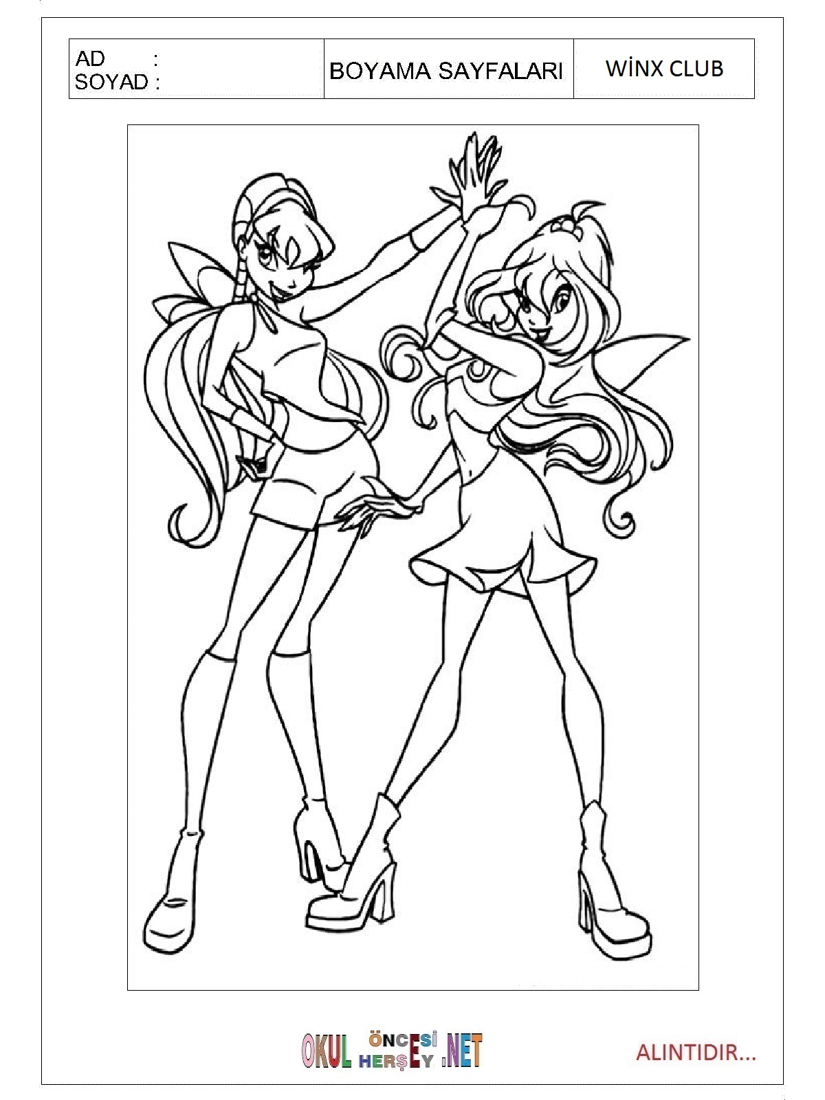 Winx boyama sayfası 2