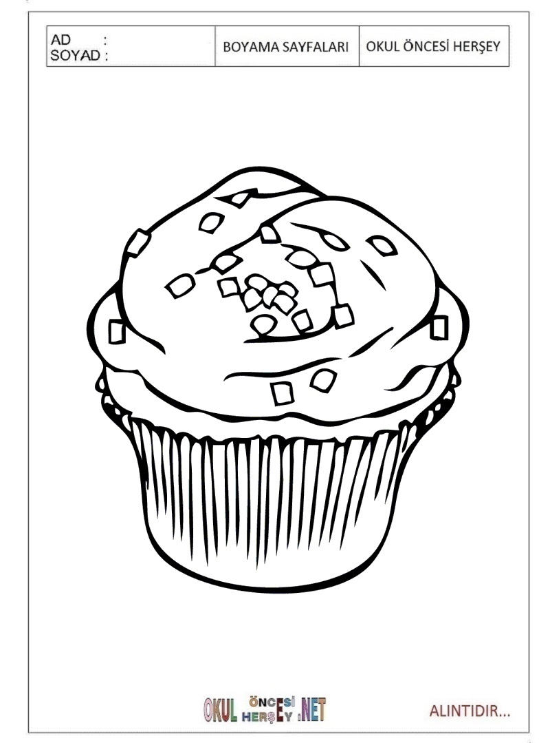 Çocuklar İçin Cupcake Boyama Sayfaları 