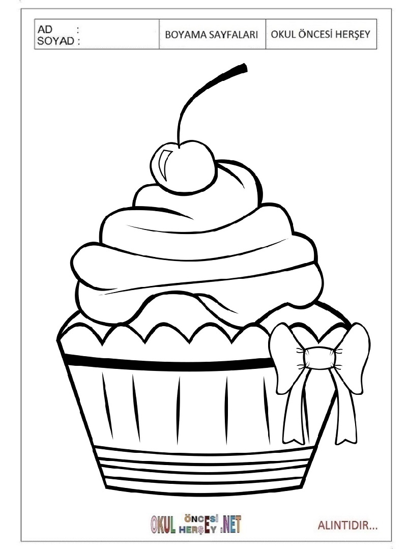 Çocuklar İçin Cupcake Boyama Sayfaları 