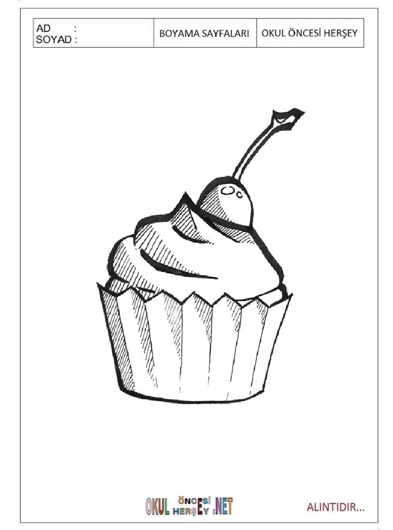 Çocuklar İçin Cupcake Boyama Sayfaları 