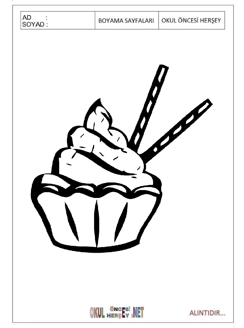 Çocuklar İçin Cupcake Boyama Sayfaları 