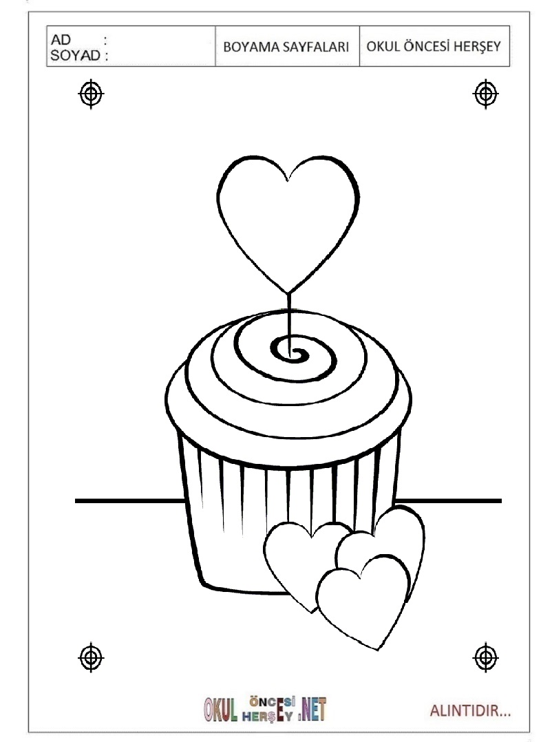 Çocuklar İçin Cupcake Boyama Sayfaları 