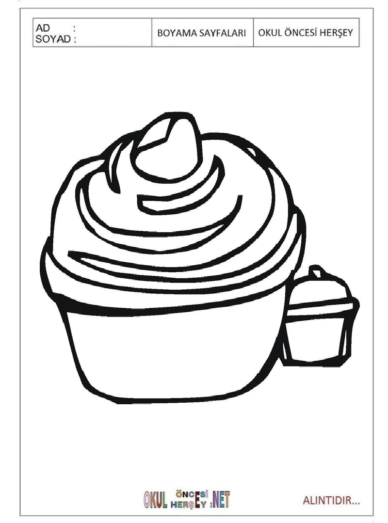 Çocuklar İçin Cupcake Boyama Sayfaları 