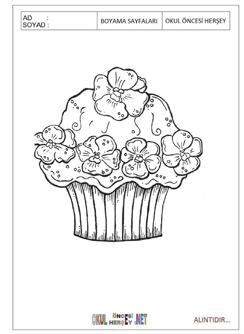 Çocuklar İçin Cupcake Boyama Sayfaları 