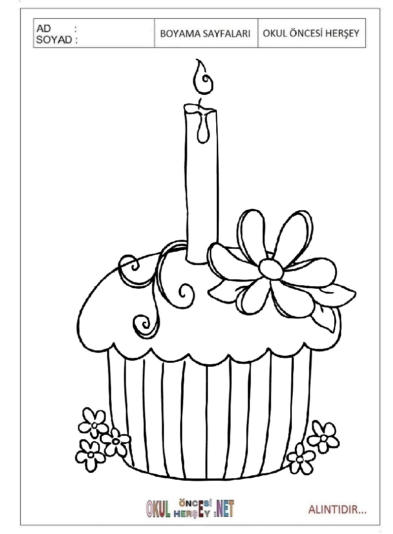 Çocuklar İçin Cupcake Boyama Sayfaları 