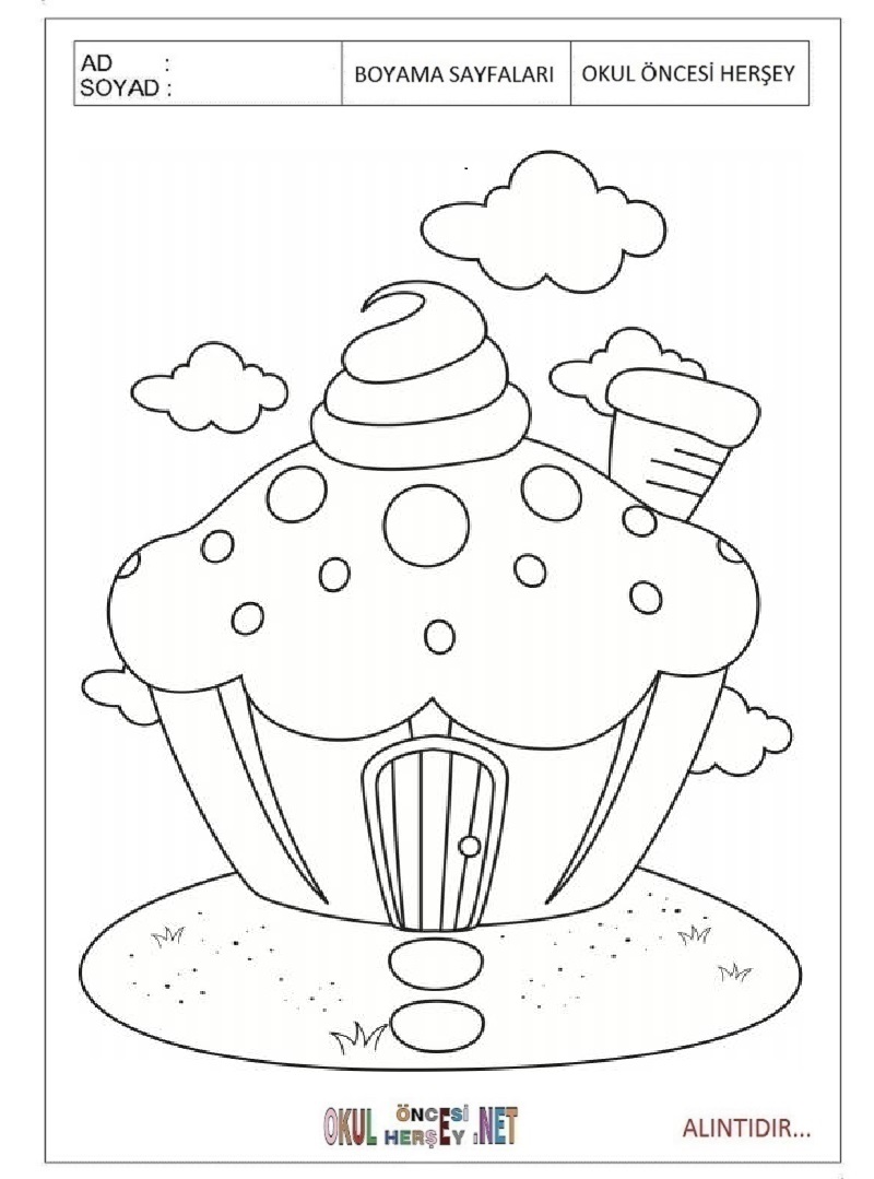 Çocuklar İçin Cupcake Boyama Sayfaları 