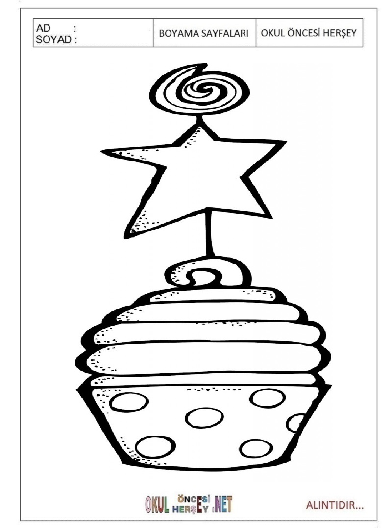 Çocuklar İçin Cupcake Boyama Sayfaları 