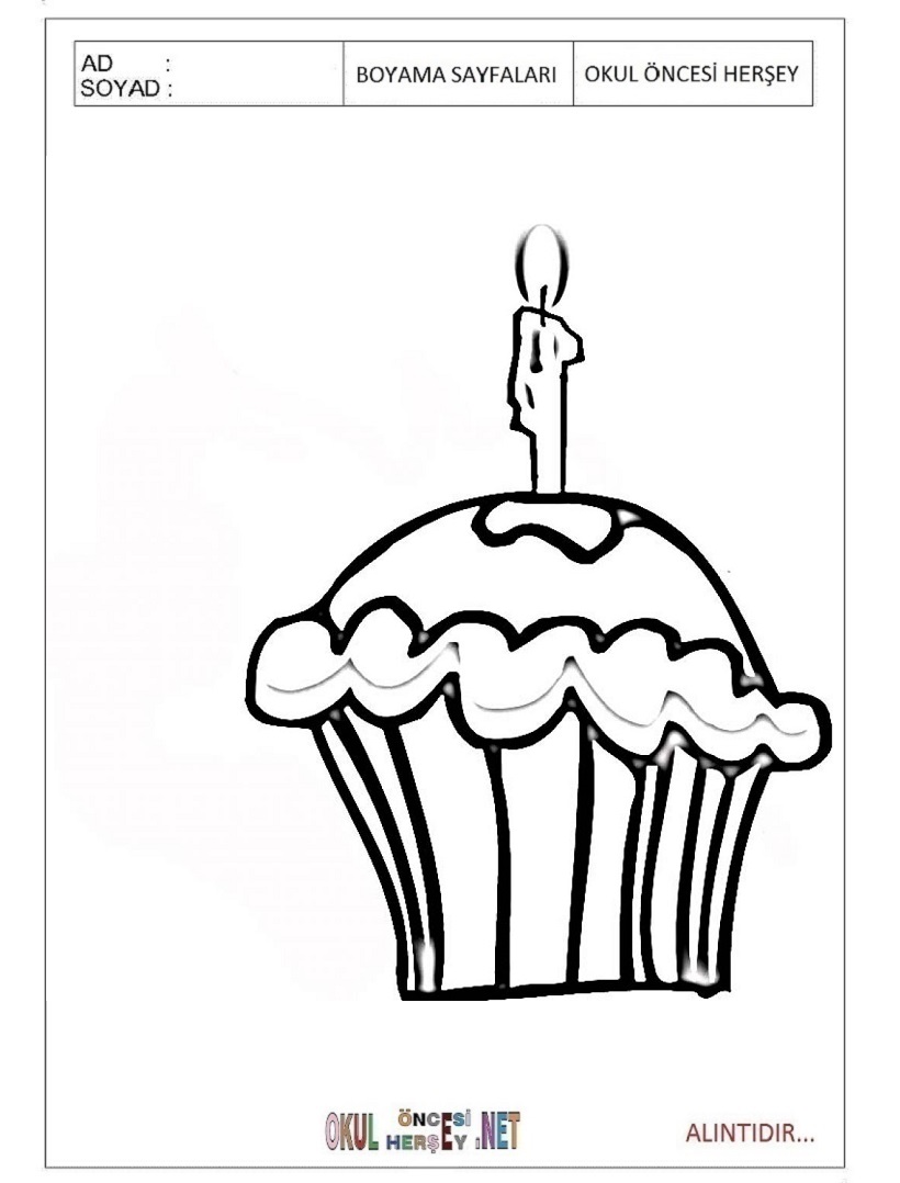 Çocuklar İçin Cupcake Boyama Sayfaları 