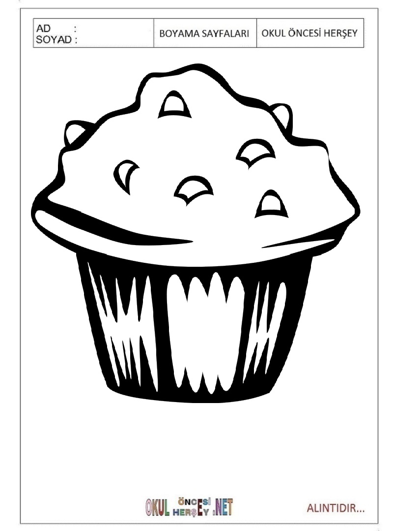 Çocuklar İçin Cupcake Boyama Sayfaları 