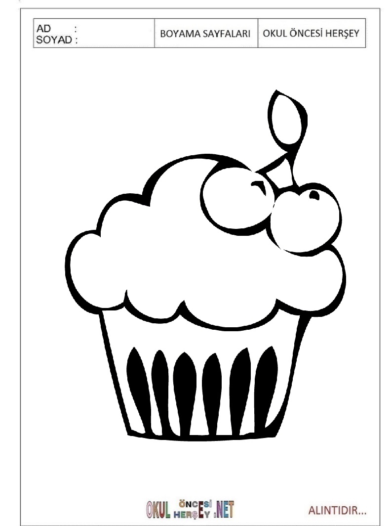 Çocuklar İçin Cupcake Boyama Sayfaları 