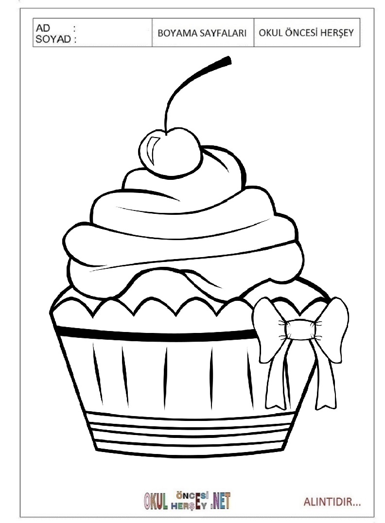 Çocuklar İçin Cupcake Boyama Sayfaları 