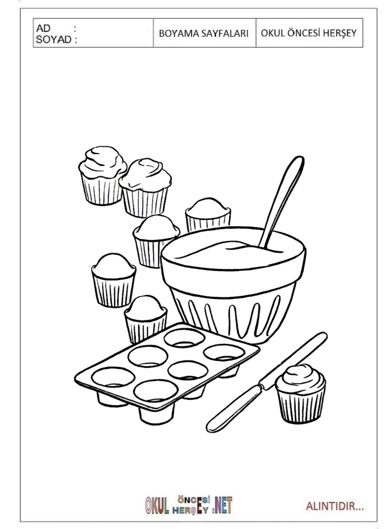 Çocuklar İçin Cupcake Boyama Sayfaları 