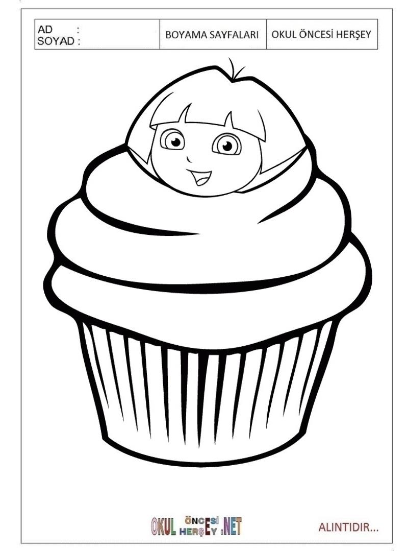 Çocuklar İçin Cupcake Boyama Sayfaları 