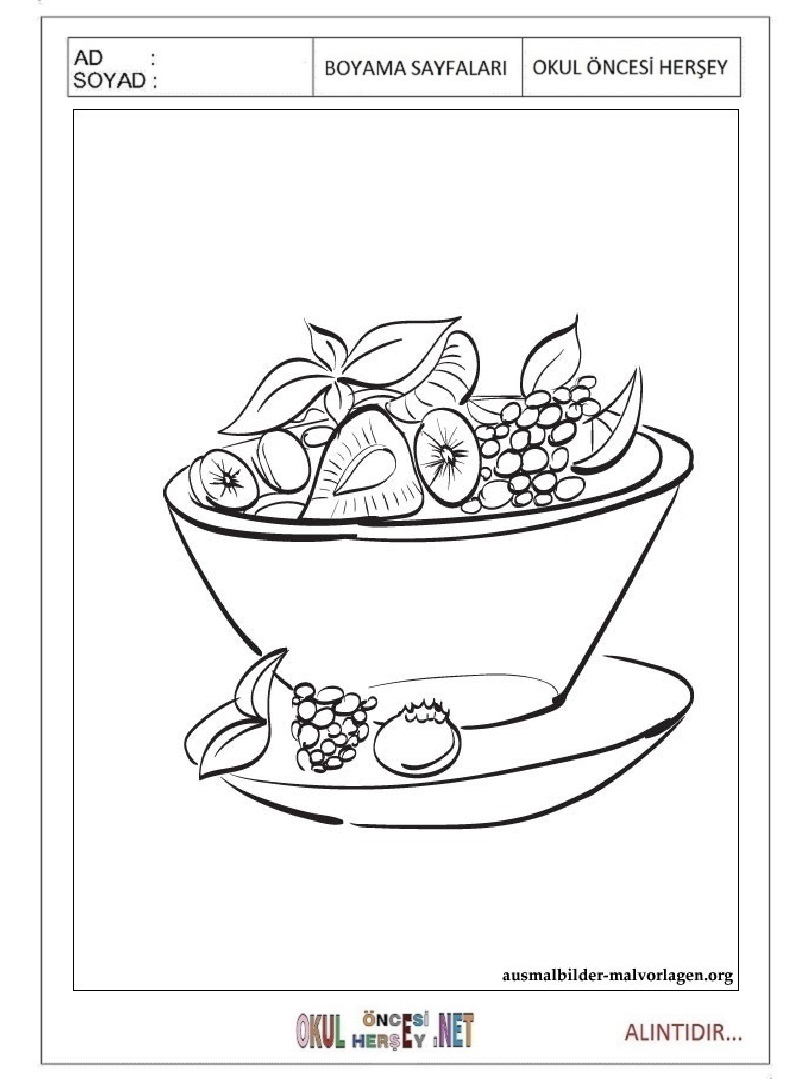 Çocuklar İçin Salata Boyama Sayfaları 