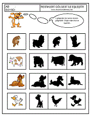 okul öncesi çocuklar için Gölge çalışma sayfaları