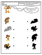 okul öncesi çocuklar için Gölge çalışma sayfaları