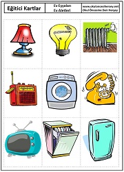 Okul öncesi Ev Aletleri eğitici kartları