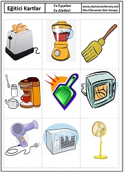Okul öncesi Ev Aletleri eğitici kartları