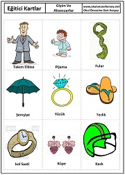 Okul öncesi Giyim ve Aksesuarlar eğitici kartları