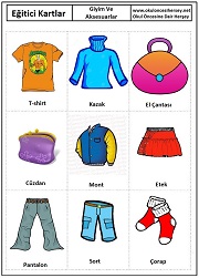 Okul öncesi Giyim ve Aksesuarlar eğitici kartları