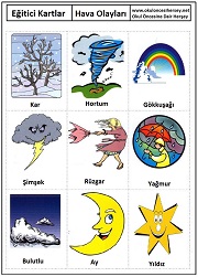 Okul öncesi hava olayları eğitici kartları