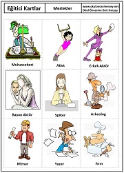 Okul öncesi Meslekler eğitici kartları