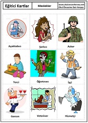 Okul öncesi Meslekler eğitici kartları