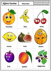 Okul öncesi Meyveler eğitici kartları