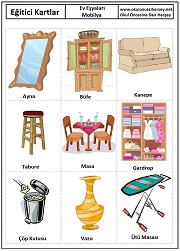 Okul öncesi Mobilya eğitici kartları