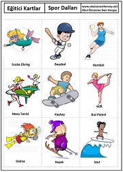 Okul öncesi Spor Dalları eğitici kartları