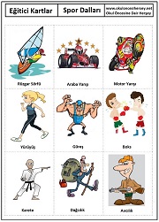 Okul öncesi Spor Dalları eğitici kartları
