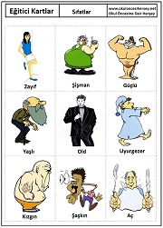 Okul öncesi Sıfatlar eğitici kartları