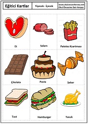 Okul öncesi Yiyecek-içecek eğitici kartları