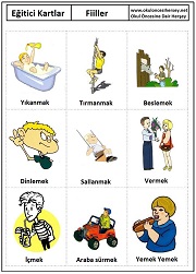 Okul öncesi fiiller eğitici kartları