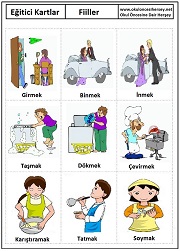 Okul öncesi fiiller eğitici kartları