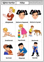 Okul öncesi fiiller eğitici kartları