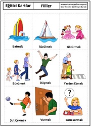 Okul öncesi fiiller eğitici kartları