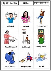 Okul öncesi fiiller eğitici kartları